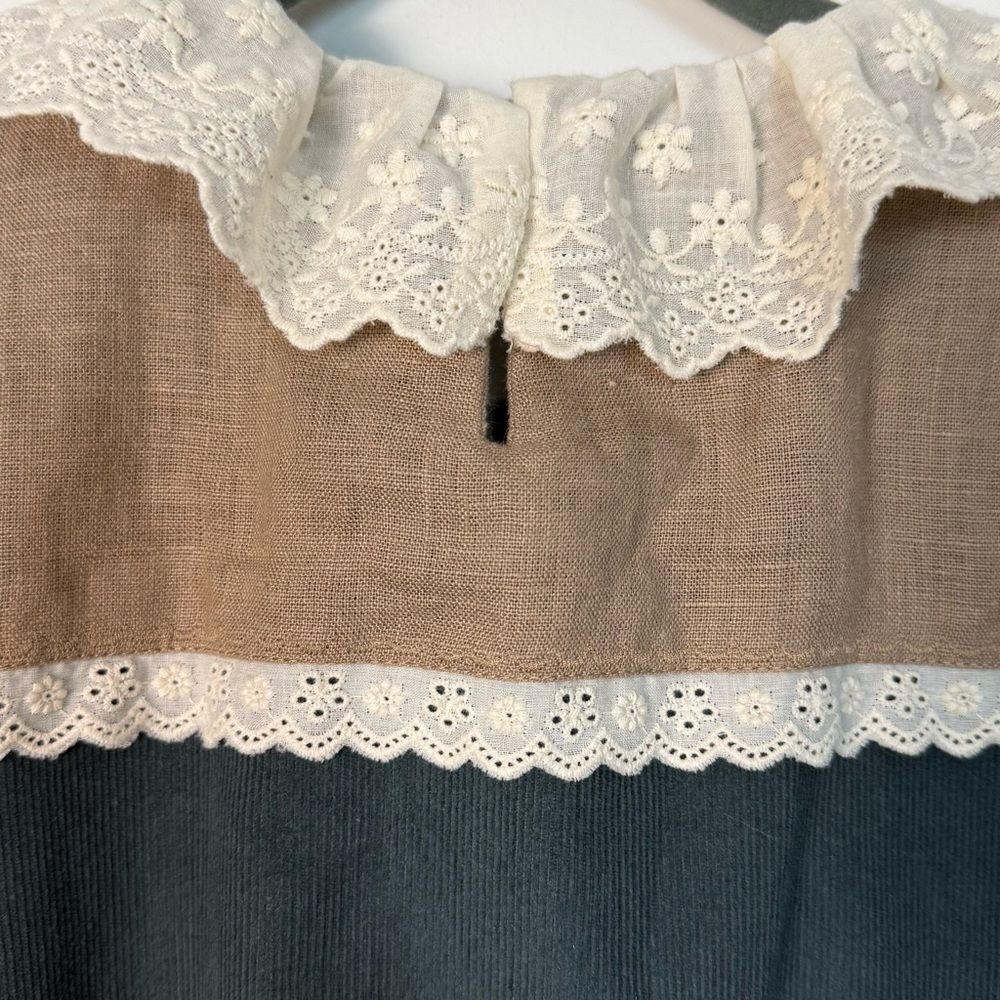 Foxy Chest Green Prairie Maxi Dress Cottagecore Victorian Lace M - Picture 7 of 14